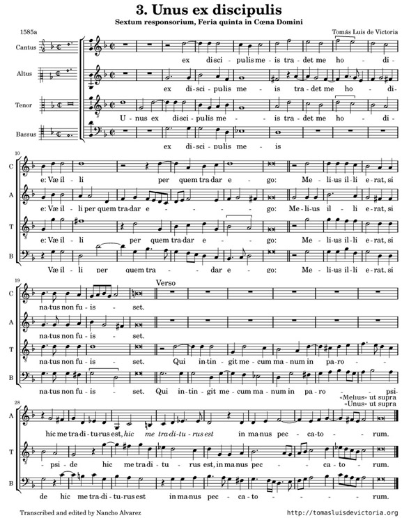 The sheet music for Unus ex discipulis